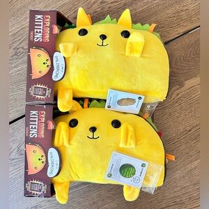 BUNDLE OF TWO Exploding Kittens Taco Cat Collectible 8" Plush with Bonus Card